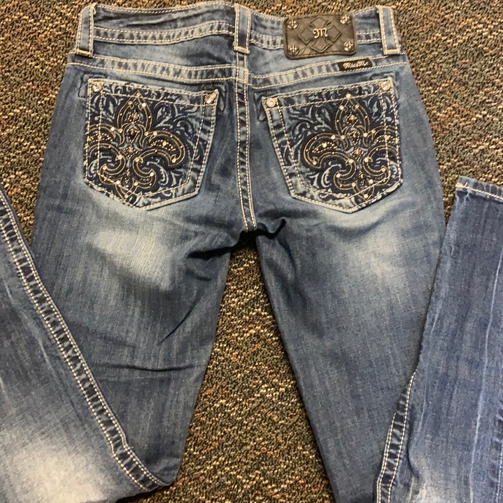 Miss me skinny jeans Fleur de lis pocket size 27